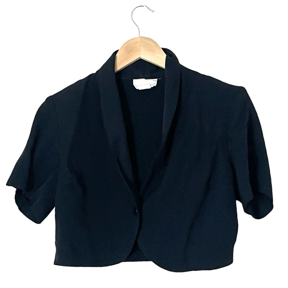 Vintage black cropped short sleeve blouse jacket bolero size small
